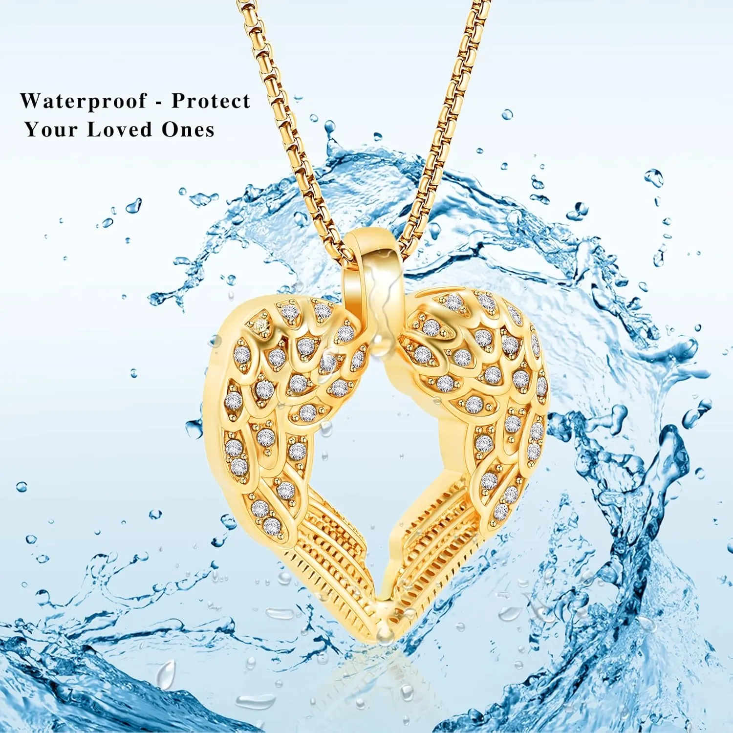 Guardian Angel Wings Heart Cremation Jewelry for Ashes Of Loved Ones Keepsake Memorial Urn Pendant Necklace Women Girls