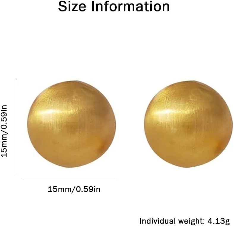 Half Ball Stud Earrings for Women Gold Ball Earring Mattle Gold Plated Brushed Button Earrings for Women Fashion Vintage Drop Round Ball Earrings