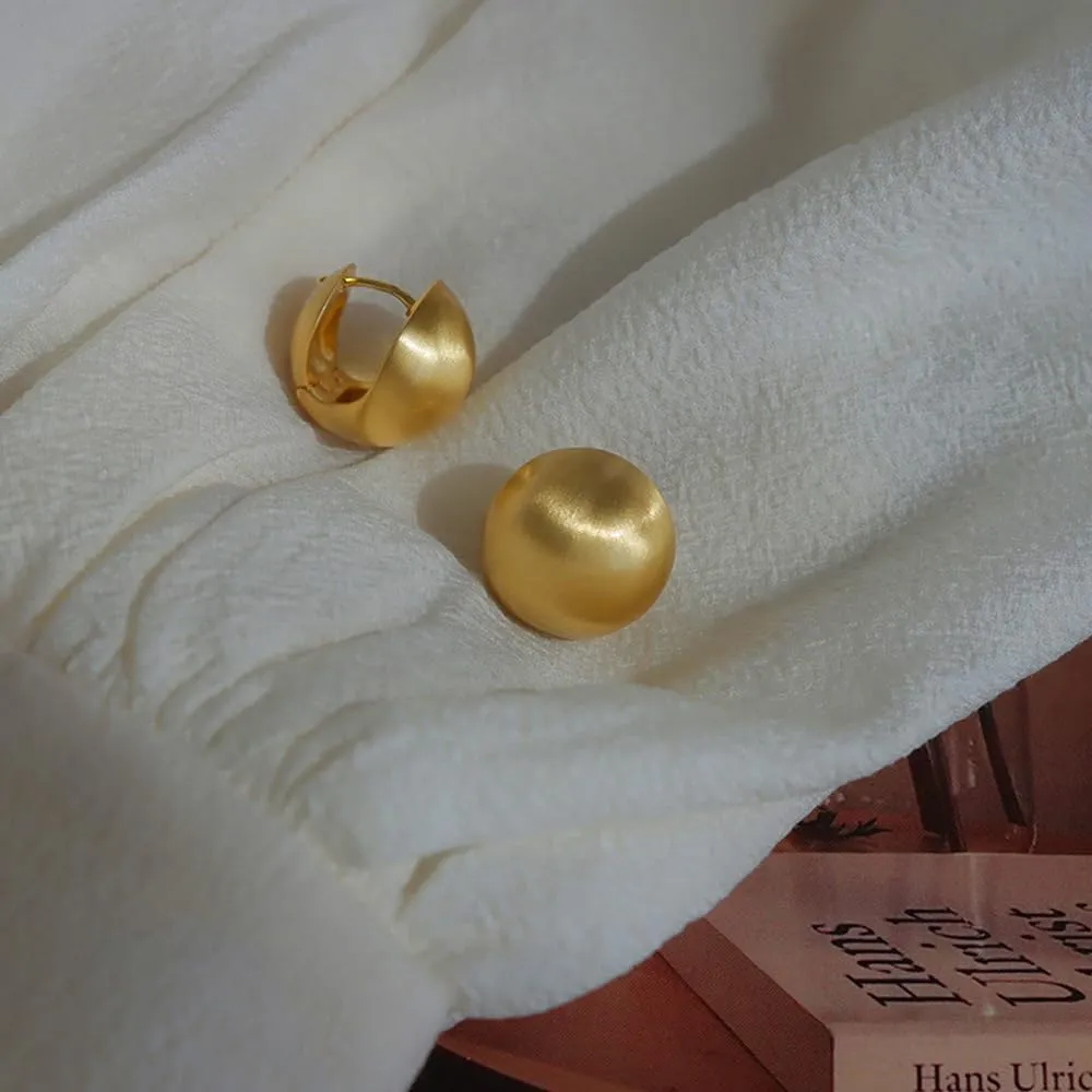 Half Ball Stud Earrings for Women Gold Ball Earring Mattle Gold Plated Brushed Button Earrings for Women Fashion Vintage Drop Round Ball Earrings
