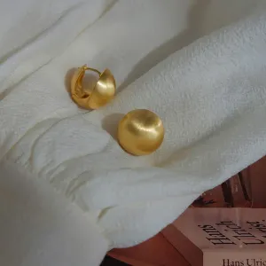 Half Ball Stud Earrings for Women Gold Ball Earring Mattle Gold Plated Brushed Button Earrings for Women Fashion Vintage Drop Round Ball Earrings