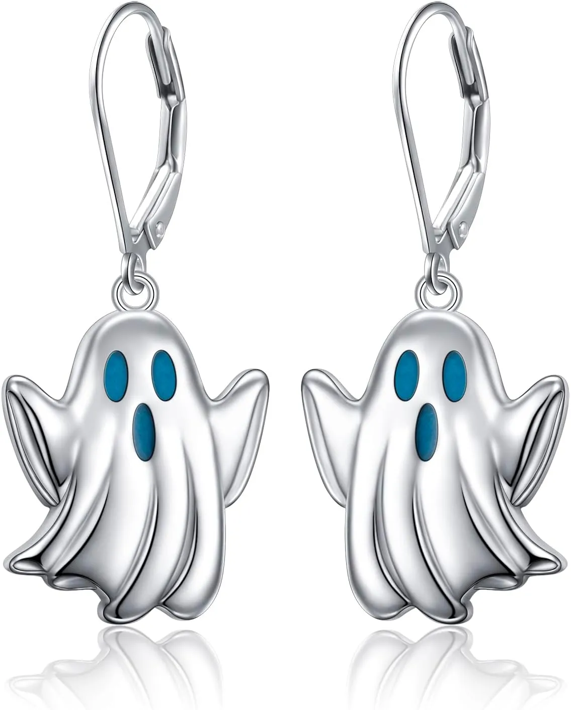 Halloween Ghost Earrings for Women Sterling Silver Spooky Lever Back Dangle Earring Halloween Jewelry