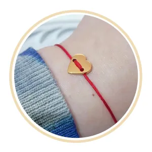 Hamdmade 18K Gold Plated Unique Heart Red String Bracelet Amulet Kabbalah Red String Of Fate Protection Birthday Gift Good Luck Friendship Lucky Couple Women Men Teenger Hypoallergenic