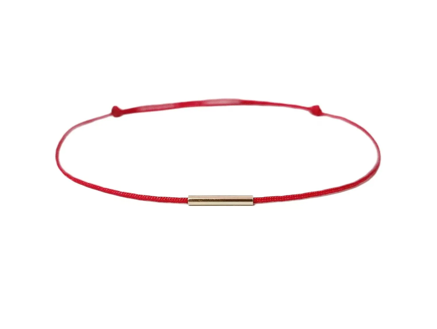 Hand Made 14K GOLD FILLED Bar Red String Bracelet Tube Amulet Kabbalah Red String Of Fate Protective Birthday Gift Good Luck Friendship Bracelet Lucky Charm Healing Anxiety Couple Women Men Teengers