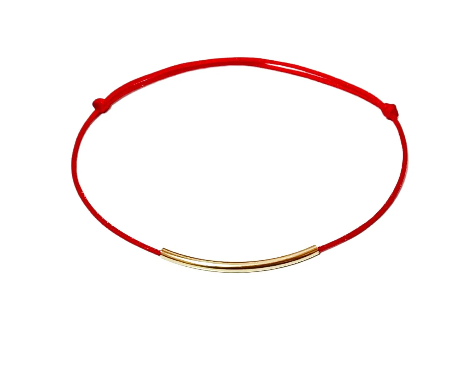 Hand Made 14K GOLD FILLED Long Bar Red String Bracelet Tube Amulet Kabbalah Red String Of Fate Protective Birthday Gift Good Luck Friendship Lucky Charm Healing Anxiety Couple Women Men Teengers