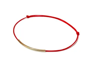 Hand Made 14K GOLD FILLED Long Bar Red String Bracelet Tube Amulet Kabbalah Red String Of Fate Protective Birthday Gift Good Luck Friendship Lucky Charm Healing Anxiety Couple Women Men Teengers