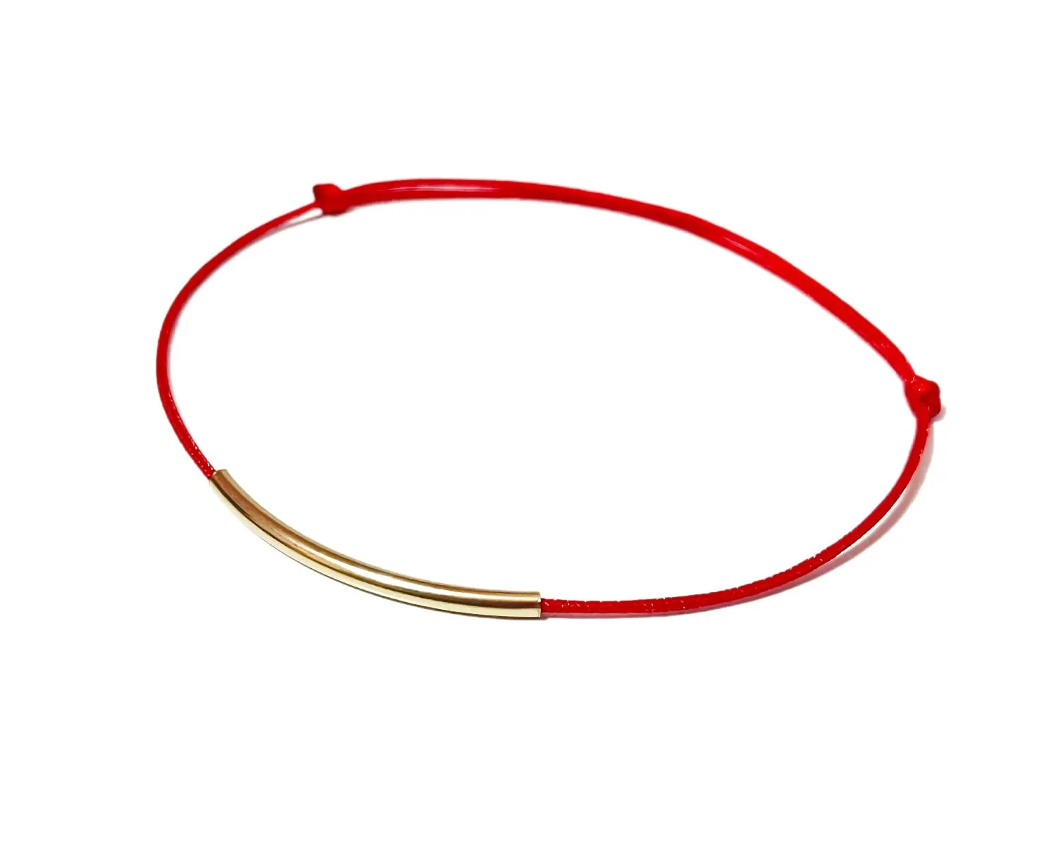 Hand Made 14K GOLD FILLED Long Bar Red String Bracelet Tube Amulet Kabbalah Red String Of Fate Protective Birthday Gift Good Luck Friendship Lucky Charm Healing Anxiety Couple Women Men Teengers