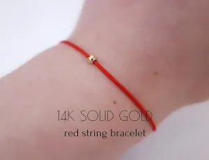 Hand Made Genuine 14K SOLID GOLD Red String Bracelet Amulet Bracelet Kabbalah Bracelet Red String Of Fate Protection Bracelet Birthday Gift Healing Anxiety Friendship Lucky Couple Women Men Teenagers