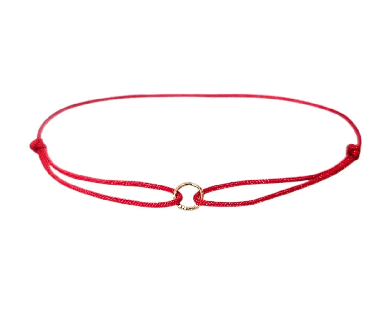 Hand Made Hammered 14K GOLD FILLED Karma Circle Red String Bracelet Amulet Kabbalah Red String Of Fate Protection Birthday Gift Good Luck Friendship Lucky Charm Couple Women Men Teenager