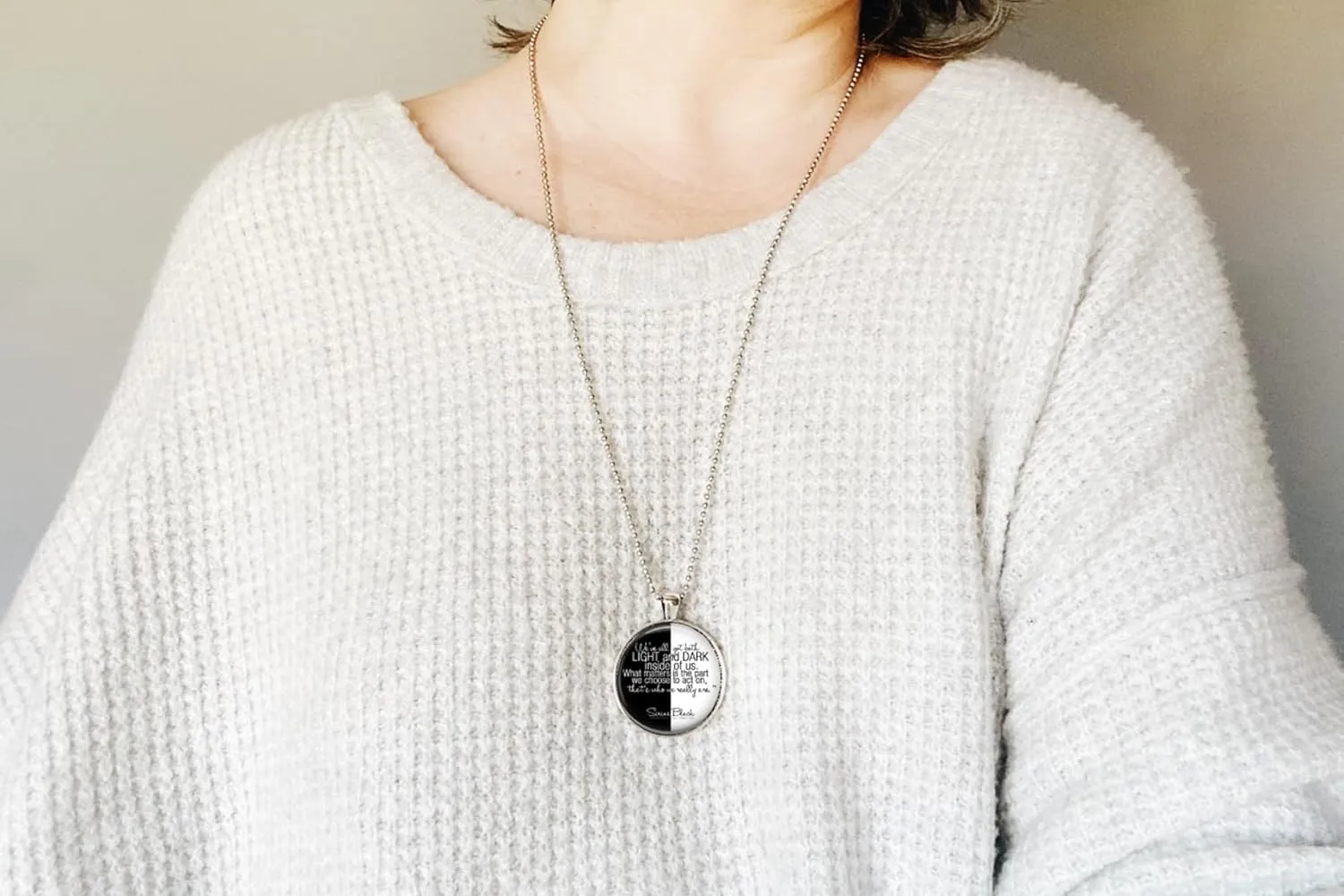 Harry Potter Sirius Black Light and Dark Quote 1 Inch Silver Plated Pendant 24 Inch Stainless Steel Ball Chain Necklace Hancrafted Fan Gift