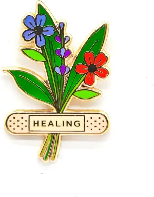 Healing Mood Bandage Flower Badge Pin - Flower Series - Enamel Lapel Pin - Plated Badge for Clothing, Bags, and Lanyards