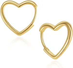 Heart Hoop Earrings for Women, 925 Sterling Silver Heart Shaped Huggie Hoop Earrings, Hypoallergenic Minimalist Everyday Love Earrings Jewelry Anniversary Birthday Gifts for Wife Girlfriend