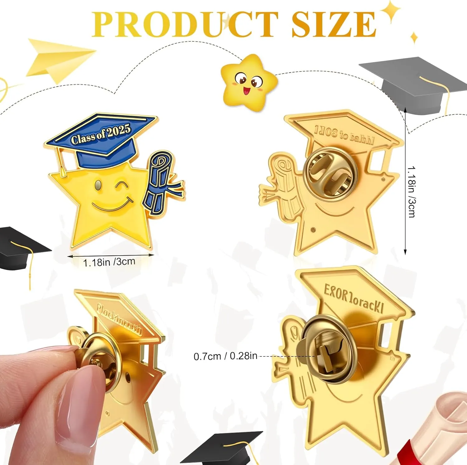 Hoteam Graduation Gifts 2025 Smile with Graduation Cap Lapel Pin Bulk Enamel Congrats Grad Brooch for Graduate End of Year Student Gifts Teacher Backpacks Decoration
