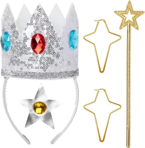 ICECUTE 4 PCS Princess Crown Accessories Kit,Princess Dress Up Accessories for Women Girls