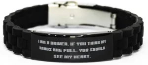 Inappropriate Driver Gifts, I am a Driver. If You Think My, Birthday Black Glidelock Clasp Bracelet For Driver from Coworkers, Bracelet gift, Friendship
