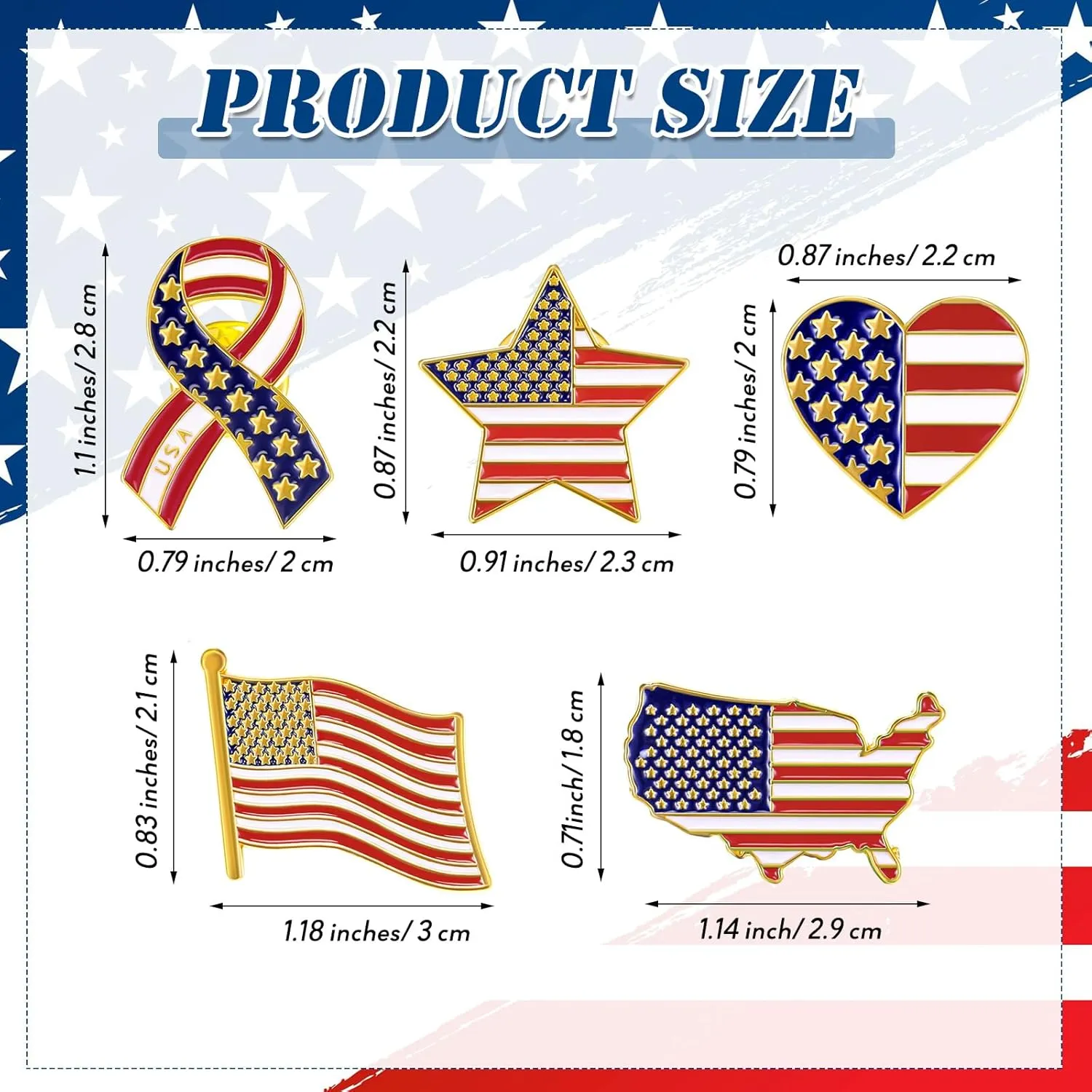 Inbagi American Flag Lapel Pins Bulk USA Waving Flag Pins Memorial Day Veteran Gifts Pins Souvenir Hat Men Women Patriotic