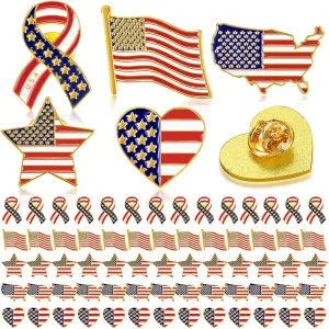 Inbagi American Flag Lapel Pins Bulk USA Waving Flag Pins Memorial Day Veteran Gifts Pins Souvenir Hat Men Women Patriotic