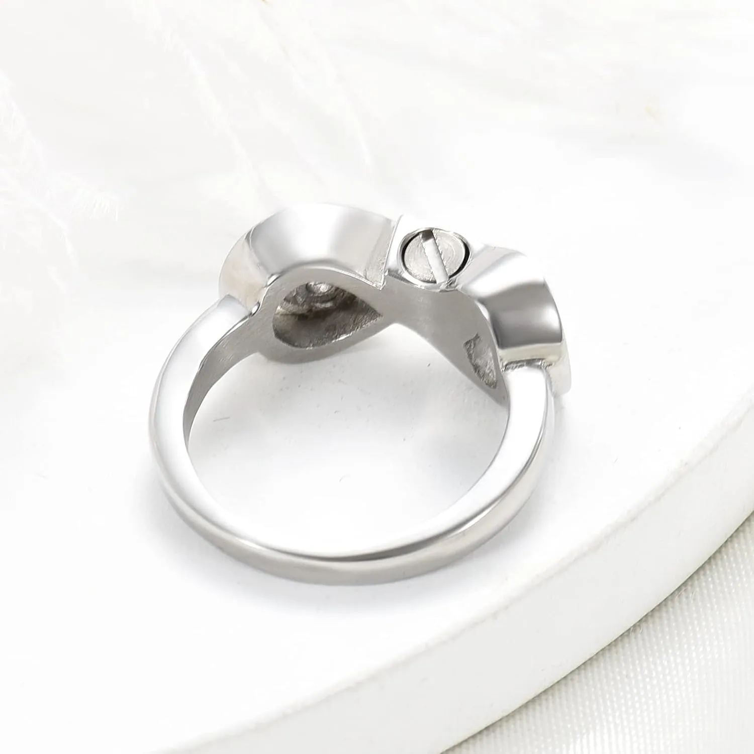 Infinite Feather 12 Birthstone Mini Ring Hold Loved Ones Ashes Cremation Urn Ring for Women Finger Ring Memorial Jewellry