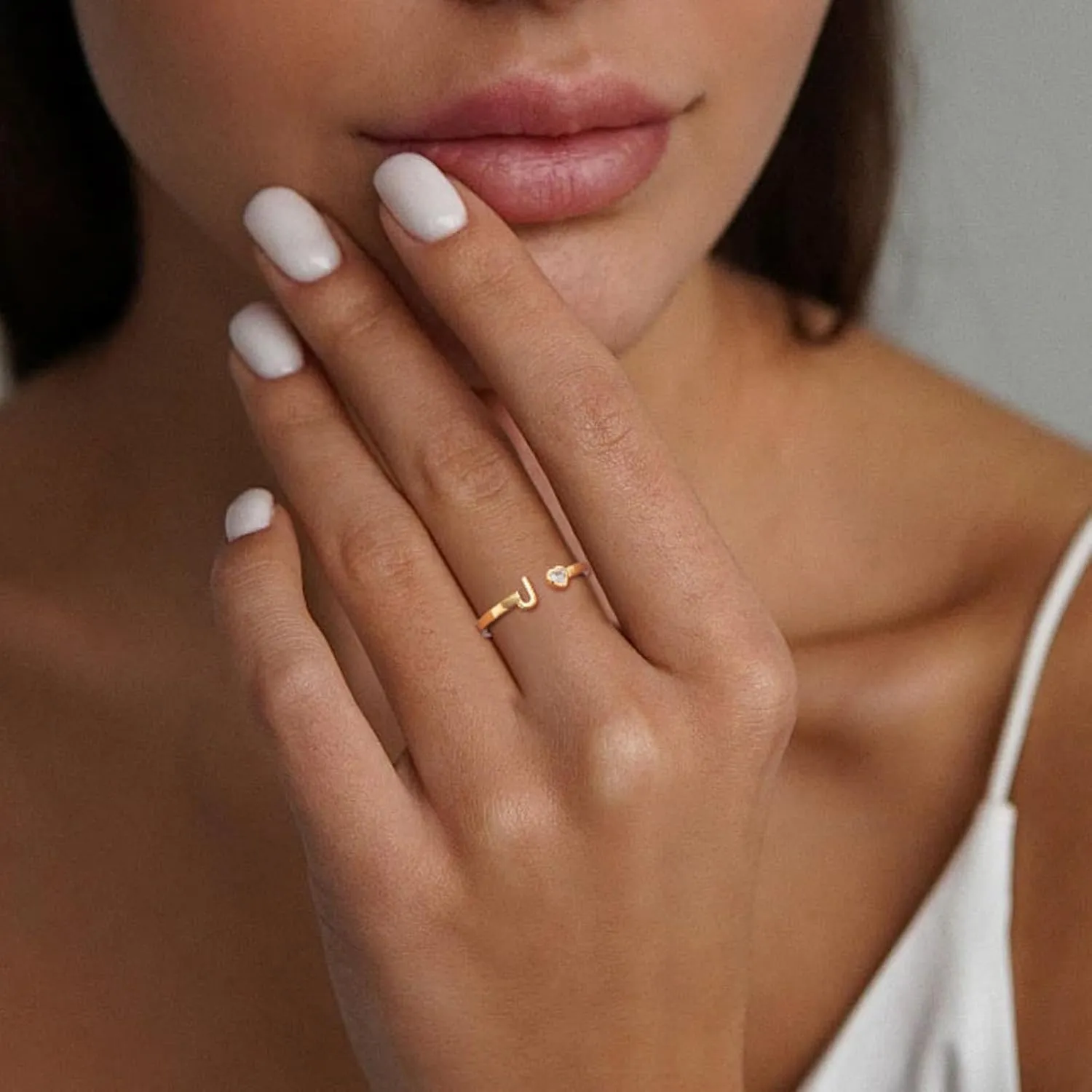 Initial Rings for Women Teen 14K Gold Plated Birthstone Rings Stackable Dainty Letter Rings Christmas Birthday Birthstone Jewelry Gifts for Mother Daughter,Adjustable Size 5-10