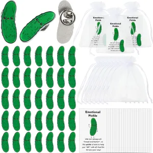 Inspirational Cucumber Christmas Appreciation Gift with Lapel Pins Funny Card and Bag for Friends Coworkers Employee