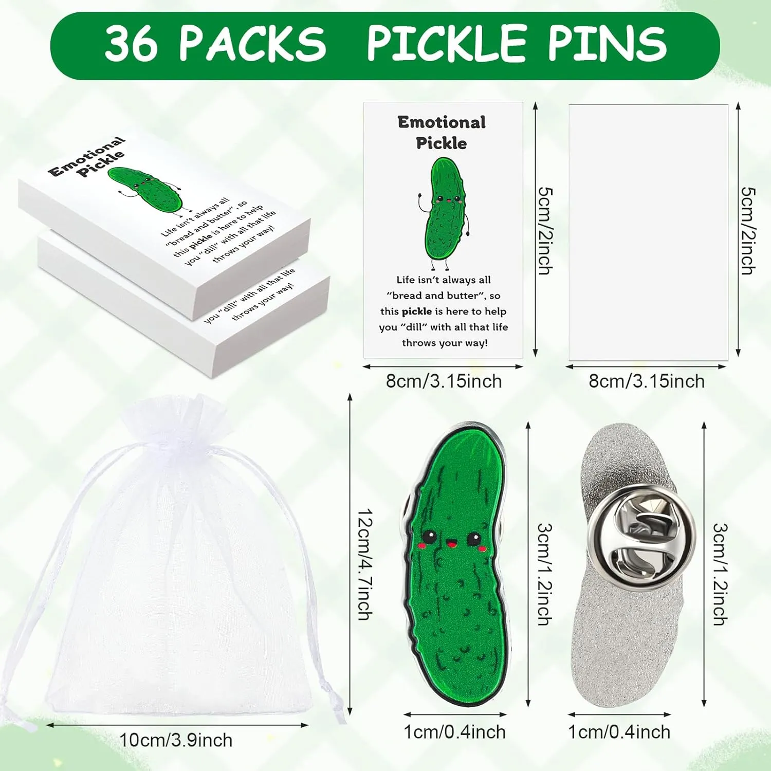 Inspirational Cucumber Christmas Appreciation Gift with Lapel Pins Funny Card and Bag for Friends Coworkers Employee