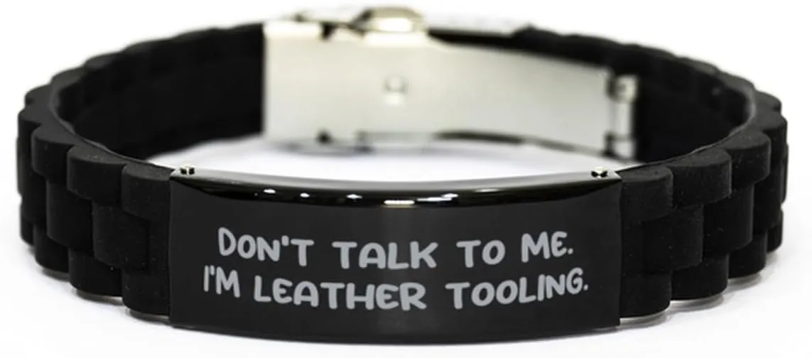Inspire Leather Tooling Gifts, Don't Talk to Me. I'm, Funny Birthday Black Glidelock Clasp Bracelet For Friends From Friends, Friendship, Black jewelry, Bracelet gift
