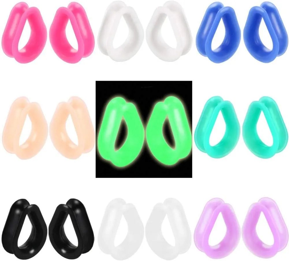 IPINK-18Pcs Hollow Silicone Teardrop Ear Piercings Ear Plugs and Tunnels Pircing Gauges Earrings Stretchers Body Jewelry