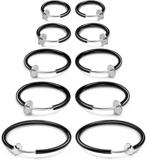 JewelrieShop Clip on Hoop Earrings for Women Fake Nose Ring Faux Lip Septum Ring Fake Cartilage Earrings Spring Endless Hoop Earrings Non Piercing Lobes Men (5 Pairs,13mm-25mm,Mixed Colors/Sized)