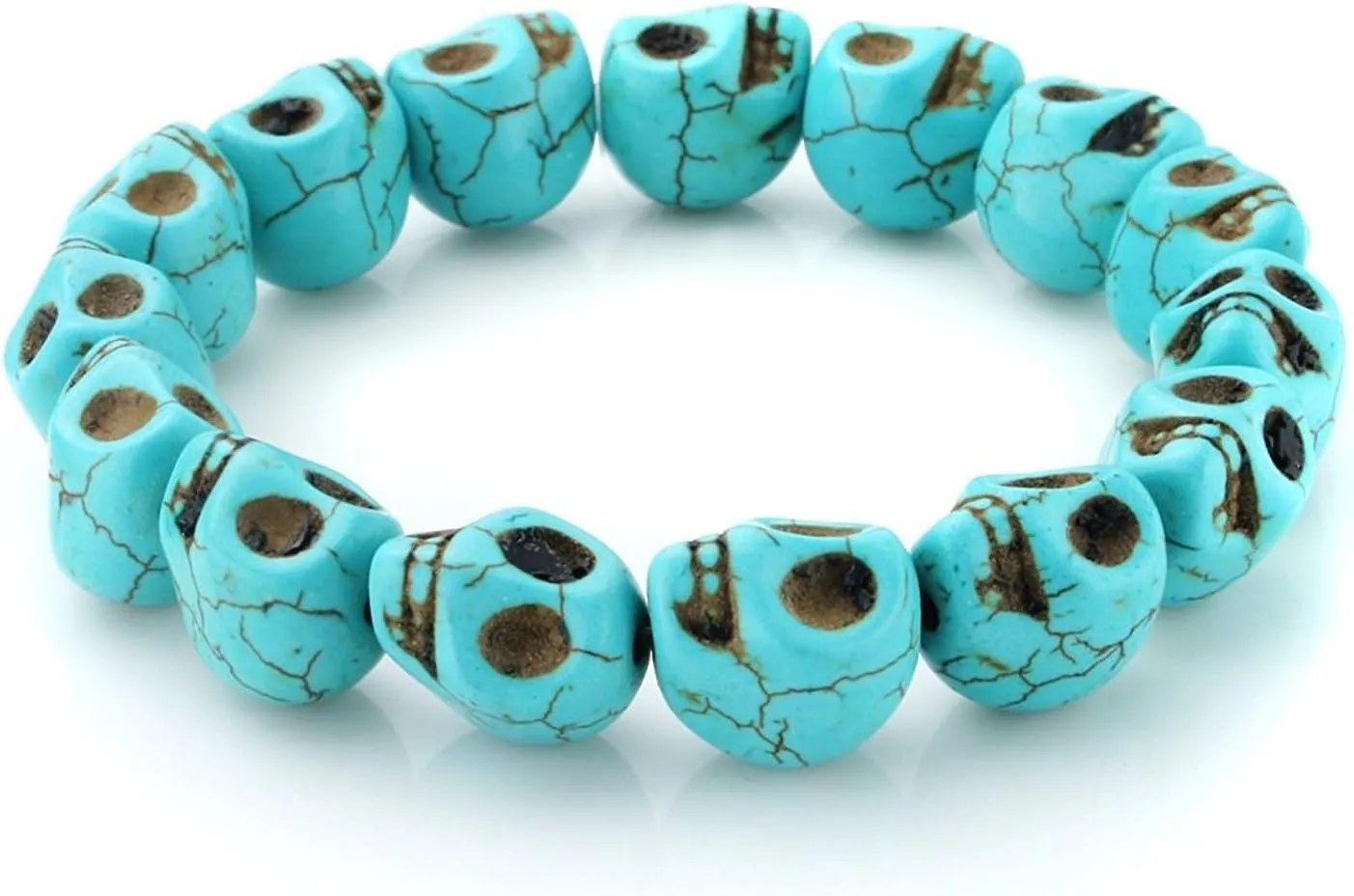 JEWELRIESHOP Skull Bracelet Colorful Howlite Synthetic Turquoise Skeleton Tibetan Prayer Bead Mala Bracelet for Men Women