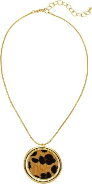 Jewelry Leopard Animal Pendant Necklace for Women- Gold Tone