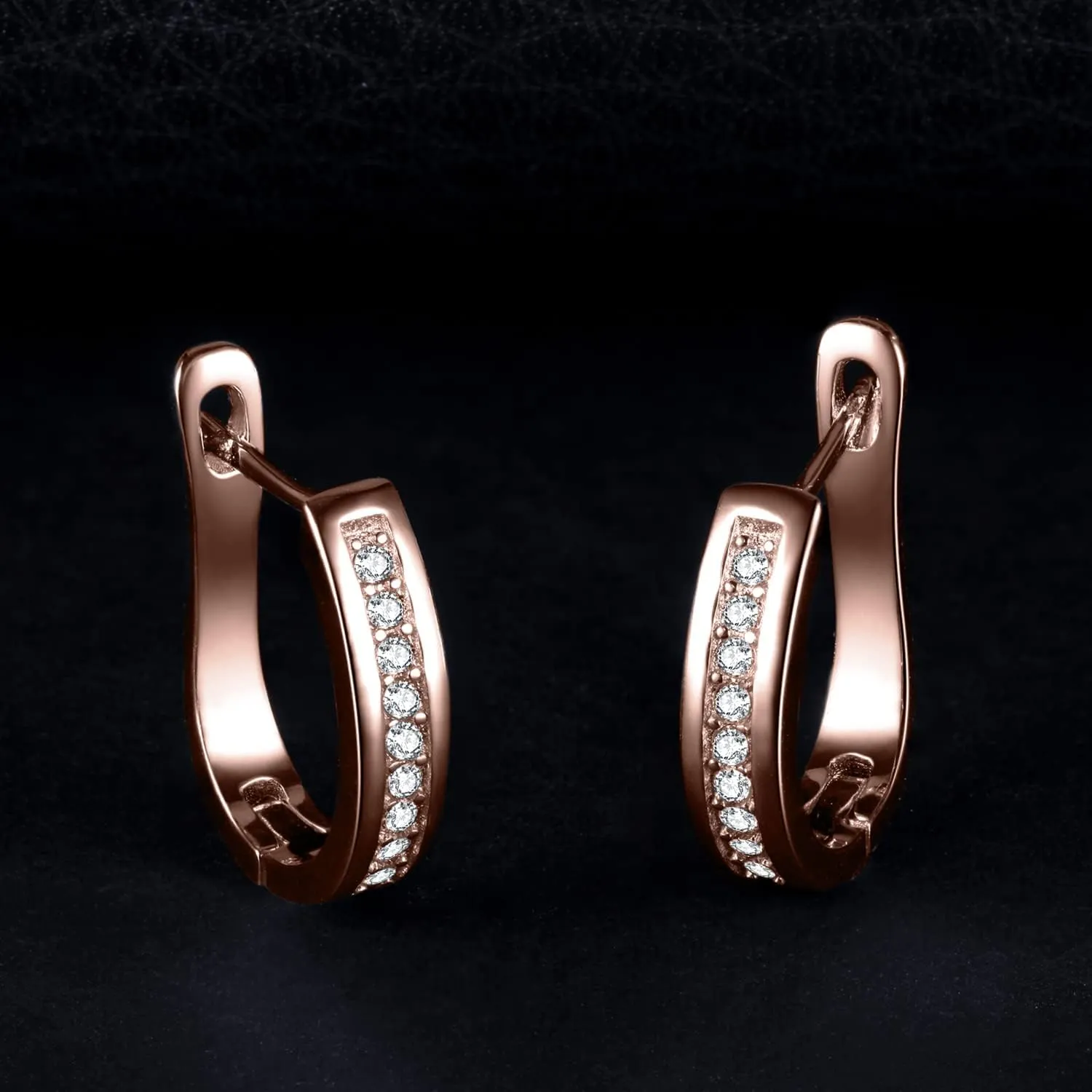 JewelryPalace Eternity Cubic Zirconia Huggie Hoop Earrings For Women, 14K White Yellow Rose Gold Plated 925 Sterling Silver Earrings for Her, CZ Jewelry Sets