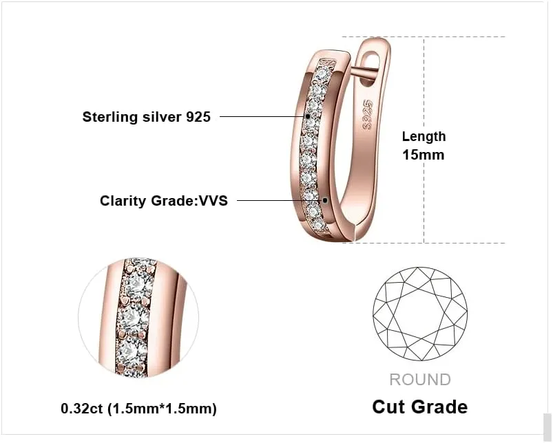 JewelryPalace Eternity Cubic Zirconia Huggie Hoop Earrings For Women, 14K White Yellow Rose Gold Plated 925 Sterling Silver Earrings for Her, CZ Jewelry Sets