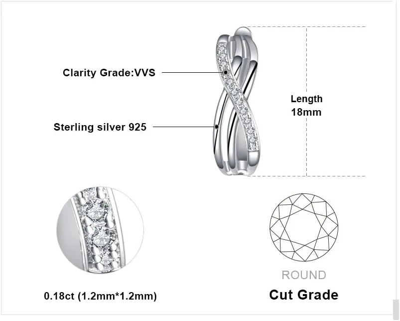 JewelryPalace Infinity Cubic Zirconia Creole Hoop Earrings for Women, Love Knot 925 Sterling Silver 14k White Yellow Rose Gold Plated Huggie Earrings for Girls, Simulated Diamond Jewelry Sets