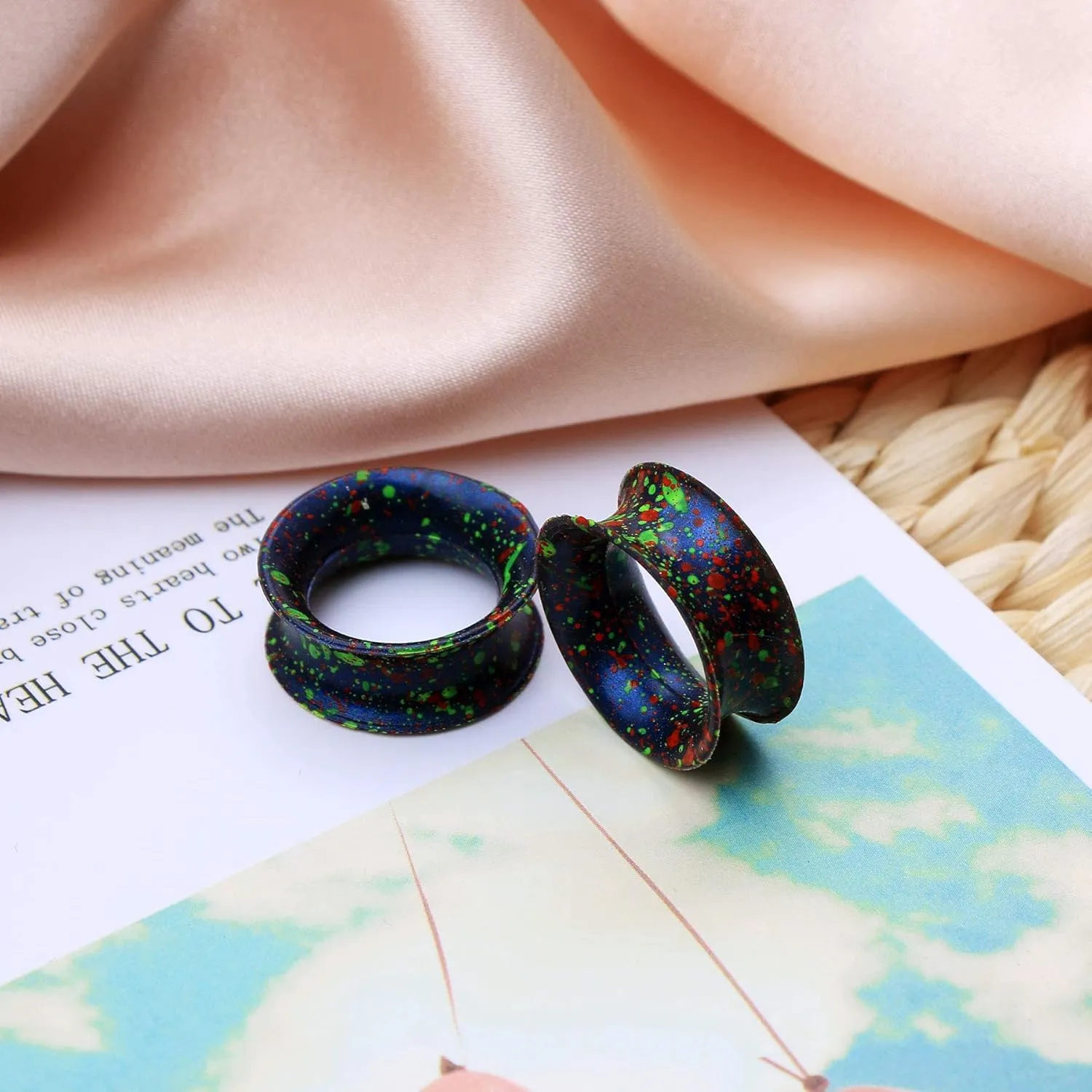 Jewseen Soft Silicone Gauges Ear Plugs Flexible Ear Gauges 6g to 1'' Double Flared Flesh Tunnels 8Pcs Piercing Jewelry
