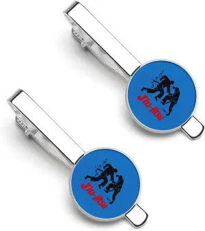 Jiu-Jitsu Tie Clip Tack Pins Cufflinks Necktie Bar Pinch Business Wedding Clothing Accessories for Men Women
