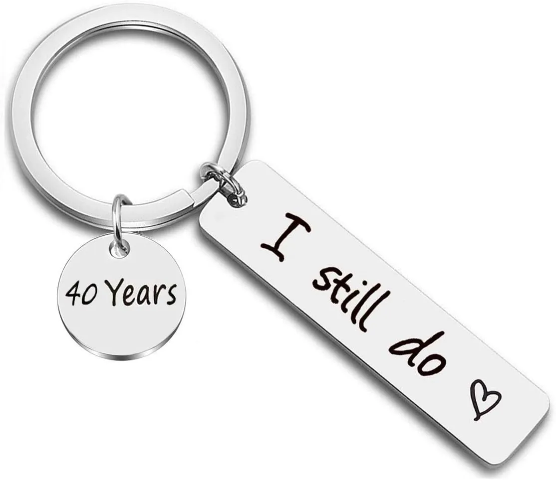 JJTZX I Still Do Keychain 10th 20th 30th 40th 50th Wife Husband Keyring Couples Keychains Wedding Gift