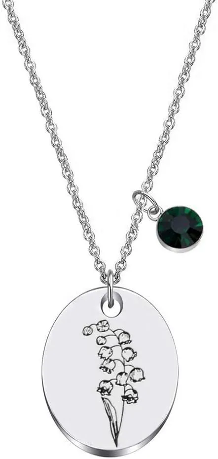JJTZX Minimalist Floral Necklace - Dainty Birth Flower & Month Flower Necklace - Mom Daughter & Best Friend Gift