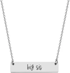 JJTZX Sister Bar Necklace Set Lil Sis & Big Sis Hand Stamped Bar Necklace New Big Sister Gift