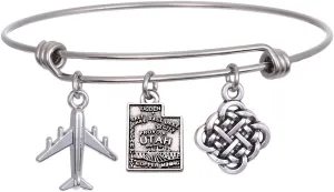JJTZX State Bangle U.S. Map Charm Expandable Travel Bracelet Long Distance Relationship Gift Best Friends Bracelet