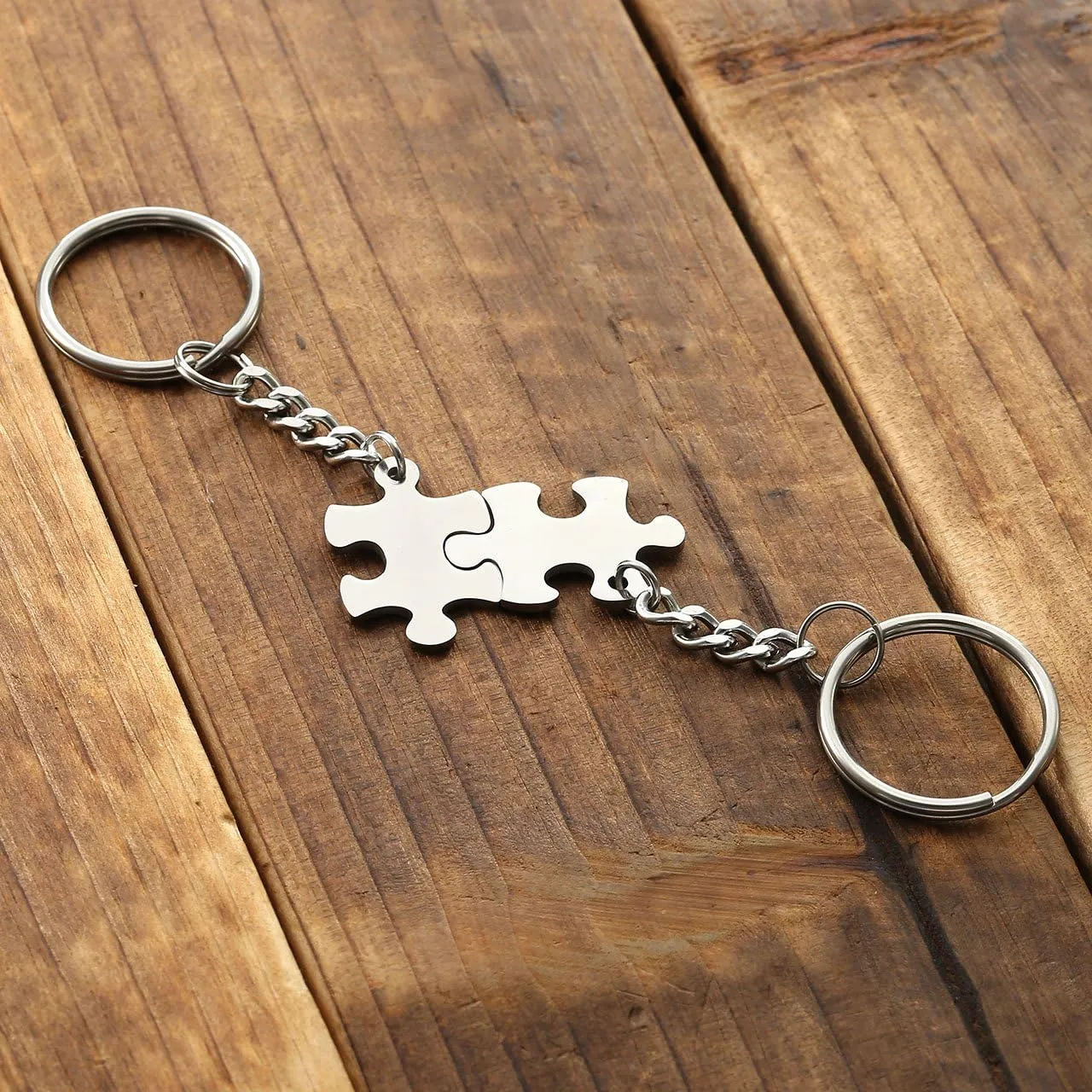 Jovivi Personalized Custom Stainless Steel Puzzle Couple Necklace/Keychain Jewelry Set Best Friend Lover Gift