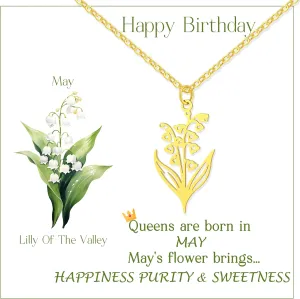 JoycuFF Birthday Gift For Women, Birth Flower Necklace For Women, Birthday Month Flower Necklace, Mothers Day Christmas Gifts Woman Friend Sister Daughter Mom Grandma