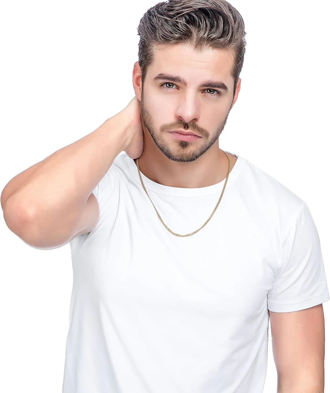 Jstyle 3.5mm Cuban Link Chain Necklace for Mens Women Black Silver Gold Tone Chains for Men Available in 16/18/20/22/24/30 inch Chain