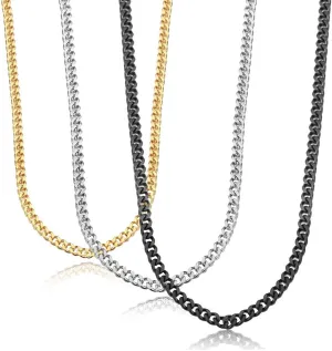 Jstyle 3.5mm Cuban Link Chain Necklace for Mens Women Black Silver Gold Tone Chains for Men Available in 16/18/20/22/24/30 inch Chain