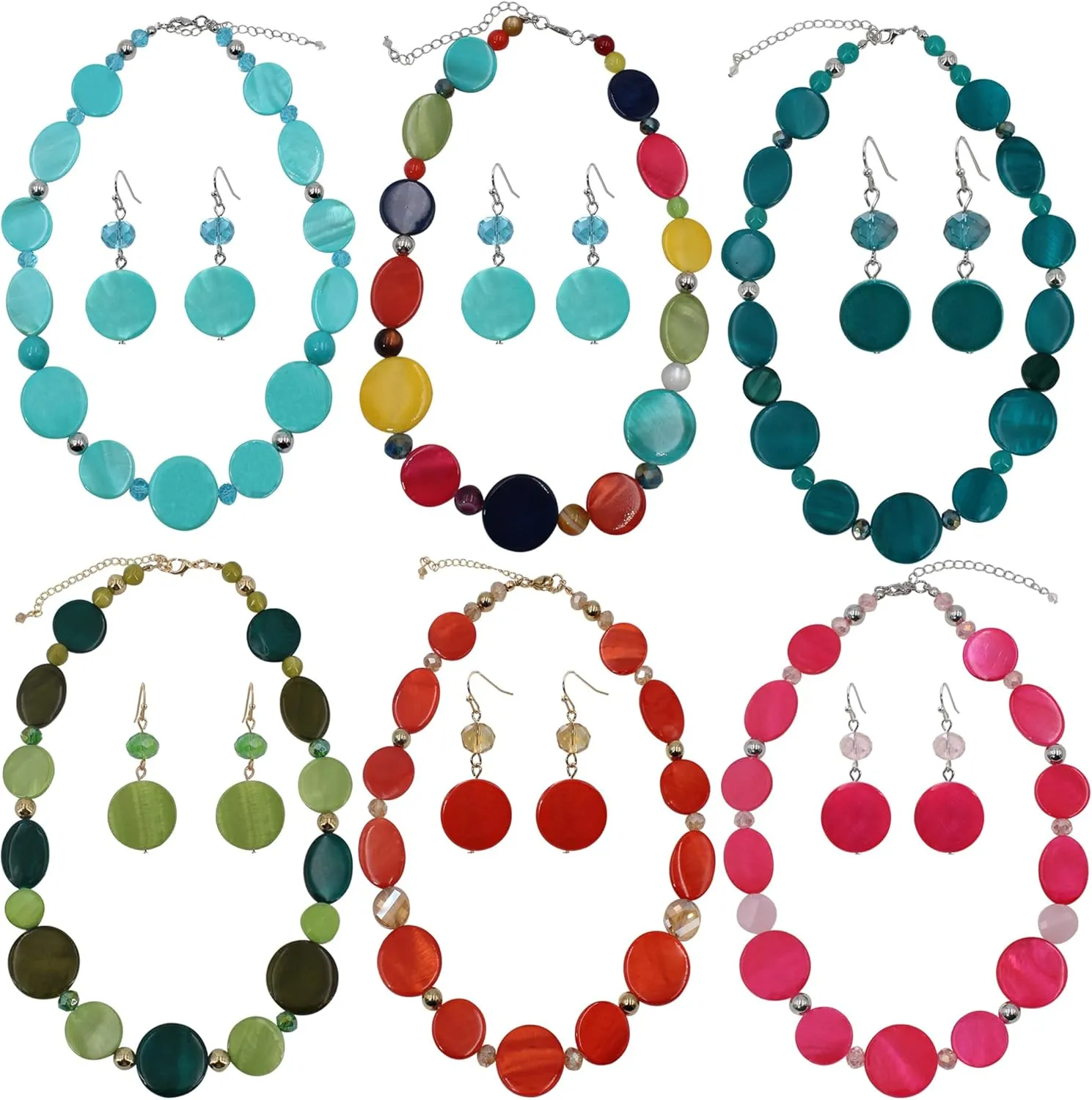 Jules D.Chunky Beads Necklace Colorful Shell Necklace Fashion Statement Necklace Set for Women Gifts