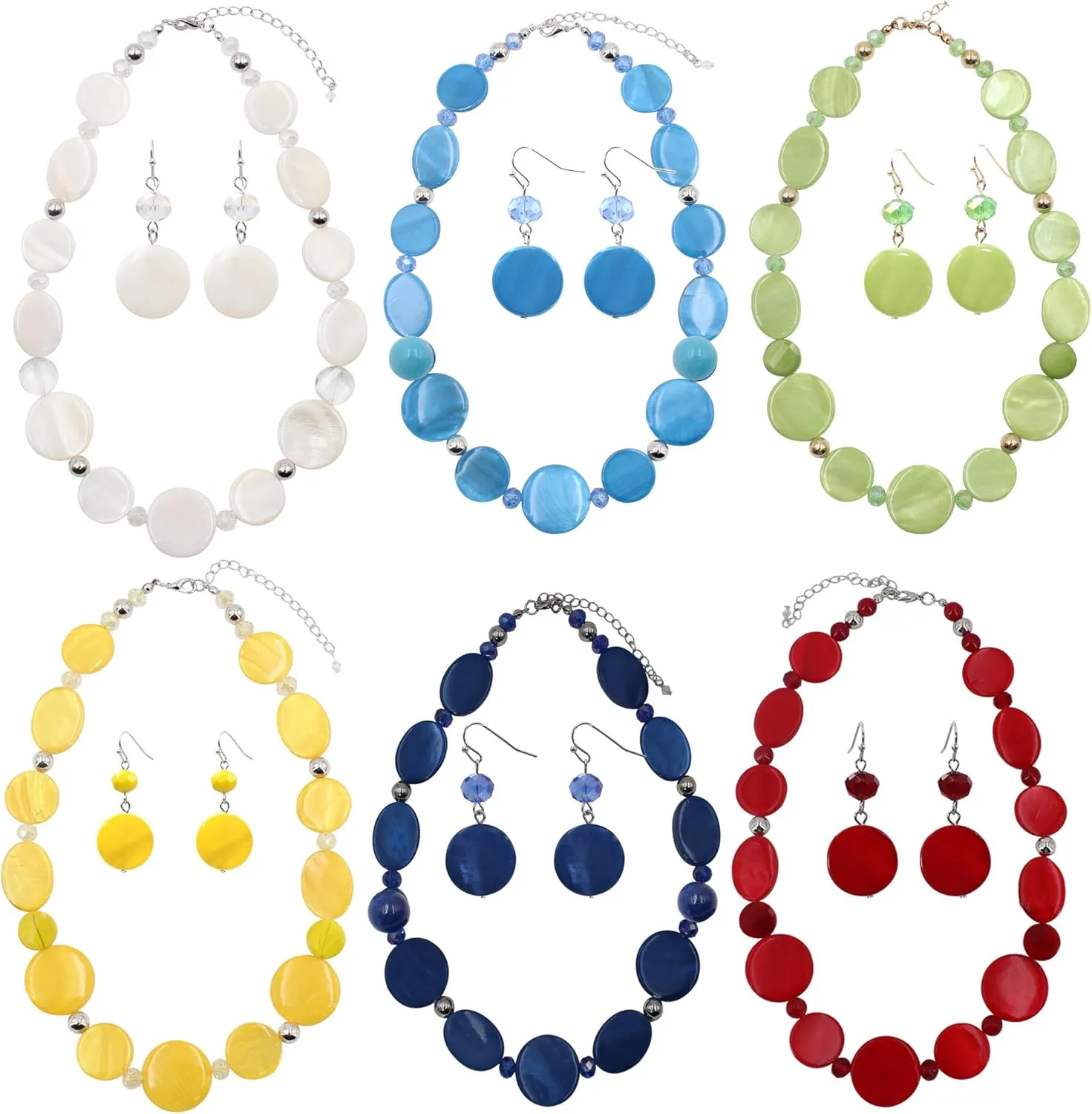 Jules D.Chunky Beads Necklace Colorful Shell Necklace Fashion Statement Necklace Set for Women Gifts
