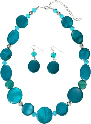 Jules D.Chunky Beads Necklace Colorful Shell Necklace Fashion Statement Necklace Set for Women Gifts