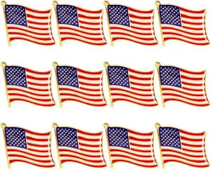 Juvale American Flag Lapel Pins for National Day, 4th of July, Veterans, Memorial Day, Political Events, Patriotic, USA Flag Pins for Suits, Backpacks & Hats - 12 Pack