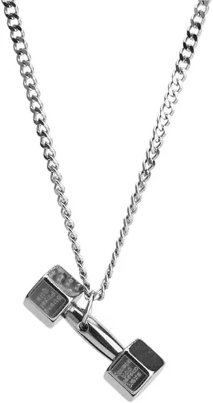 K-POP Dumbbell Pendant Chain Necklace for Men Women Punk Hip Hop Fitness Gym Barbell Crossfit Adjustable Stainless Steel Necklace Sports Weightlifters Couple Necklace Boyfriend Girlfriend Son Xmas