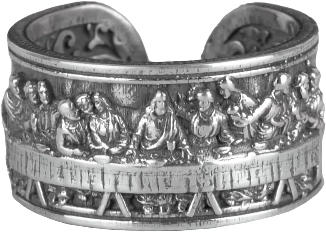 KAMBO Leonardo The Last Supper Jesus Band Ring For Men - 925 Sterling Silver Handmade Ring