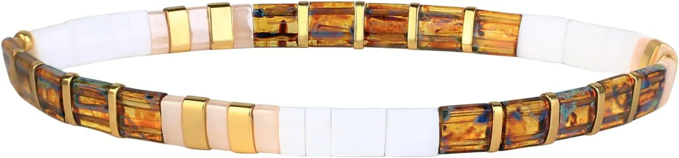 KELITCH Tila Beaded Bracelet for Women Simple Stretch Colorful Handmade Bracelet Summer Fashion Charm Jewelry
