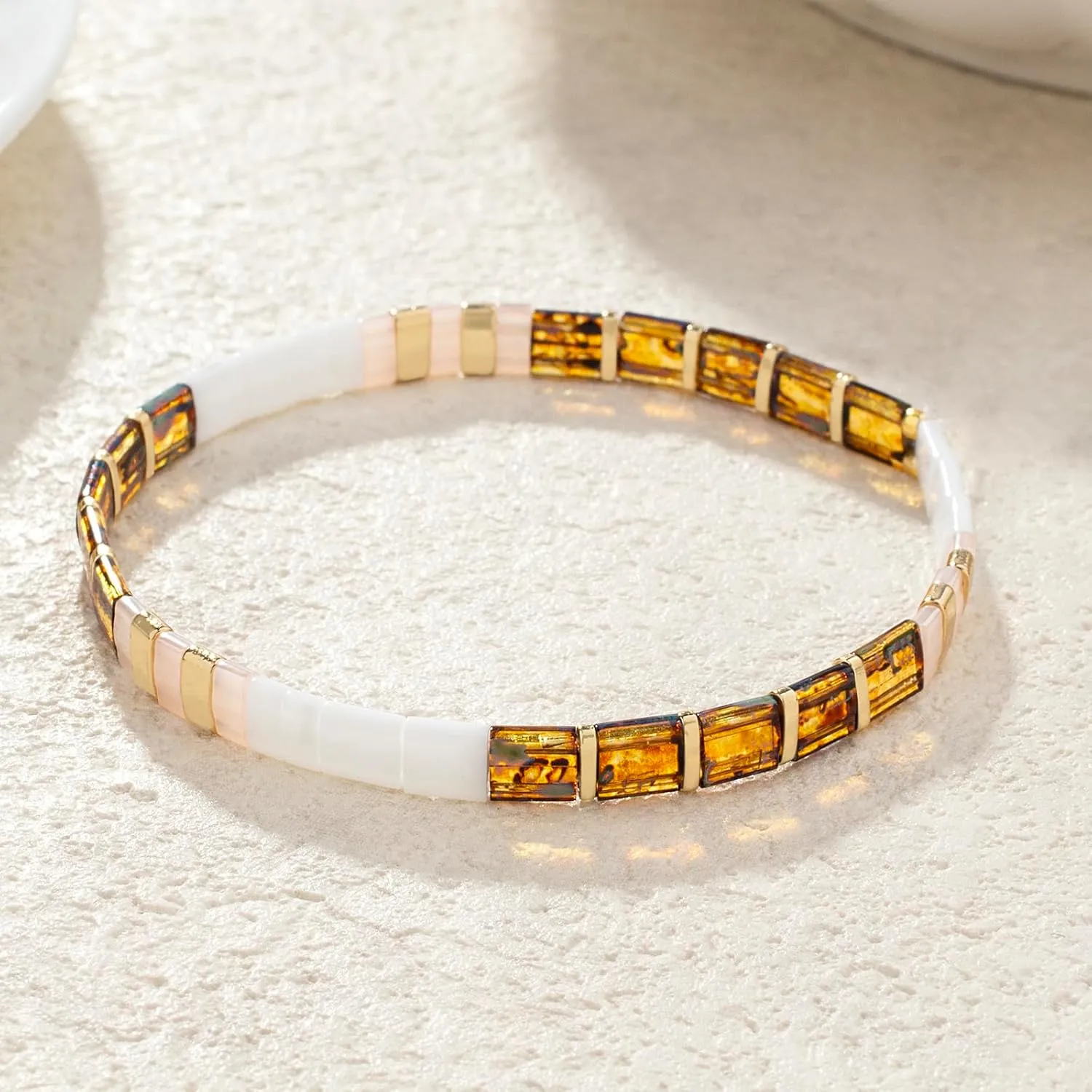 KELITCH Tila Beaded Bracelet for Women Simple Stretch Colorful Handmade Bracelet Summer Fashion Charm Jewelry
